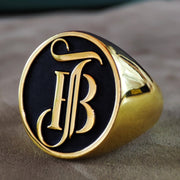 Handmade two-letter initial ring crafted in gold plated finish, designed for men and women who love custom jewelry. The clean, modern look suits every style, while its adjustability ensures a comfortable fit. Perfect for expressing love, friendship, or personal identity through a simple yet elegant monogram.
